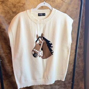 Cream Horse Knit Vest